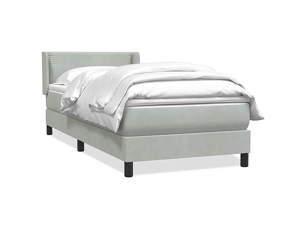 Sommier à lattes de lit et matelas gris clair 90x220 cm velours