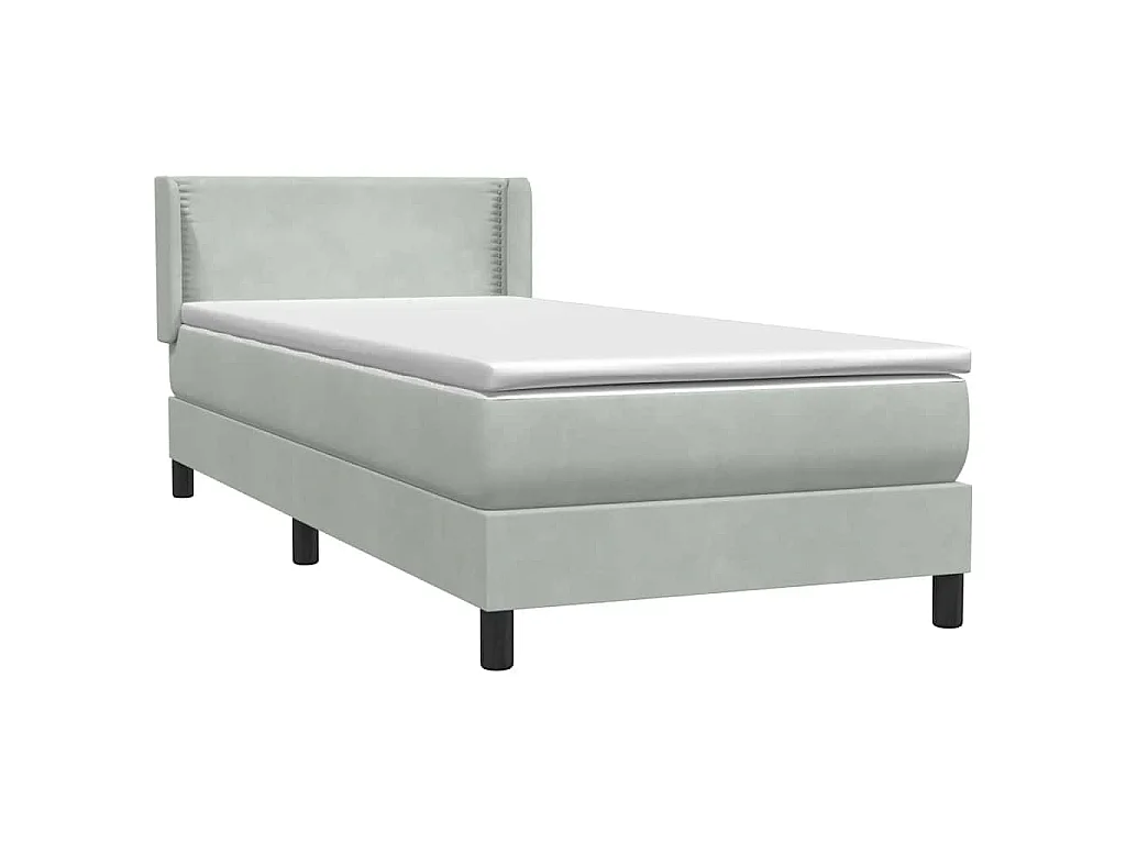 Sommier à lattes de lit et matelas gris clair 90x220 cm velours
