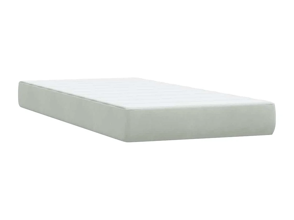 Sommier à lattes de lit et matelas gris clair 90x220 cm velours