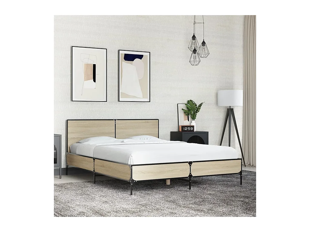 Cadre de lit sans matelas chêne sonoma 140x190 cm
