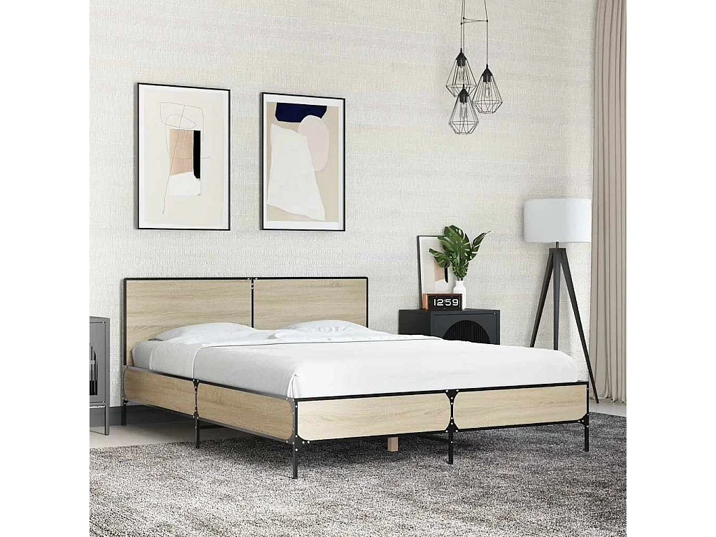 Cadre de lit sans matelas chêne sonoma 140x190 cm