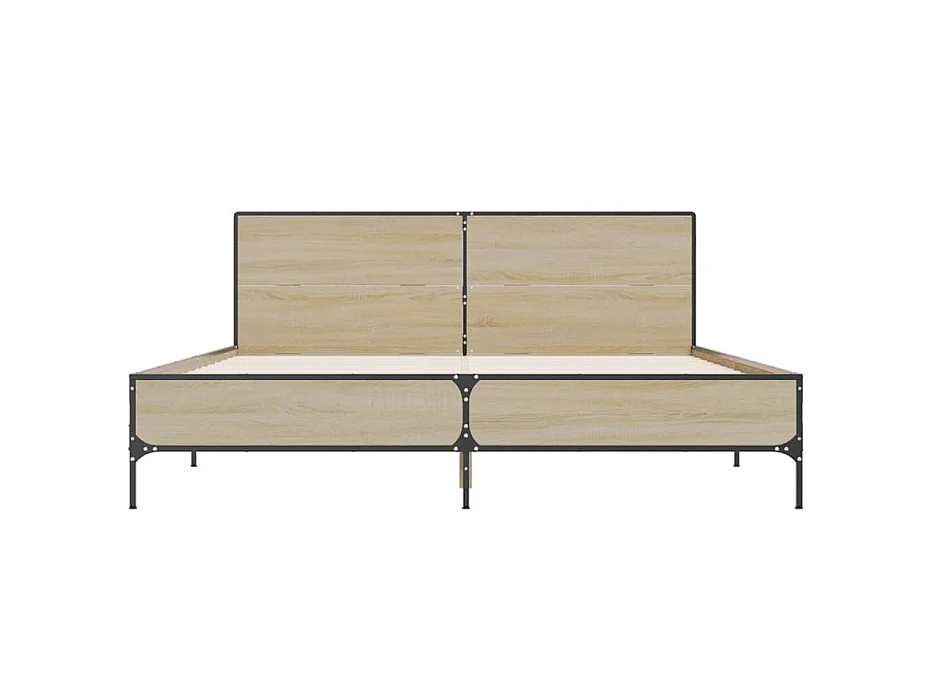 Bettgestell Sonoma-Eiche 140x190 cm Holzwerkstoff und Metall