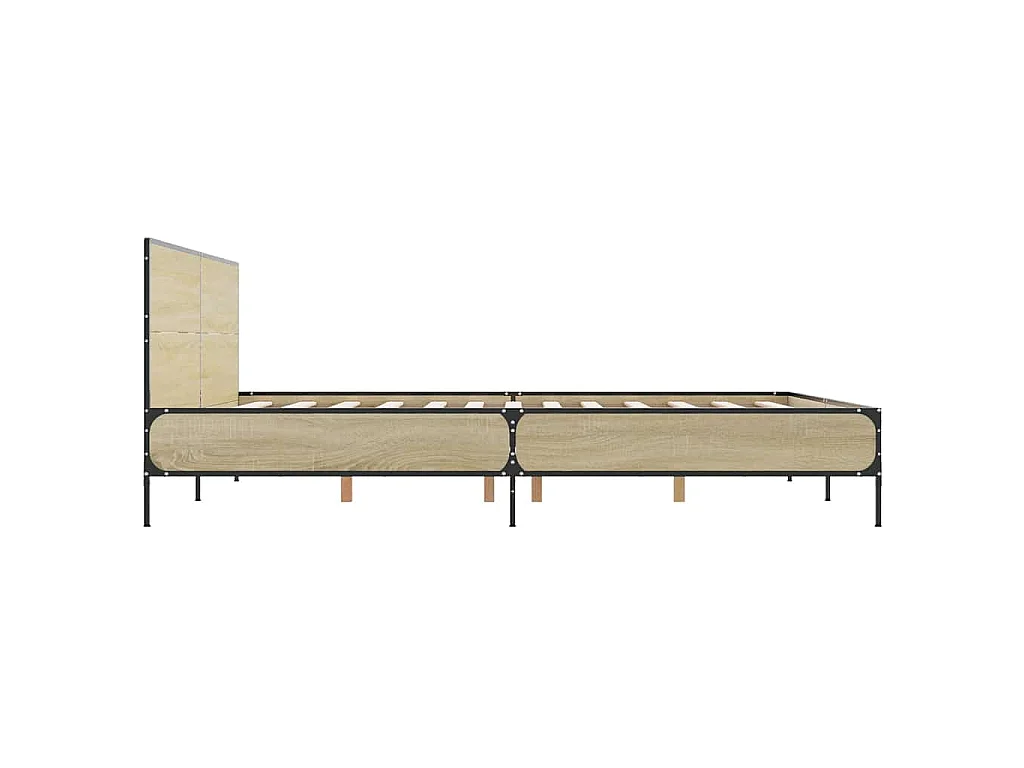 Bettgestell Sonoma-Eiche 140x190 cm Holzwerkstoff und Metall