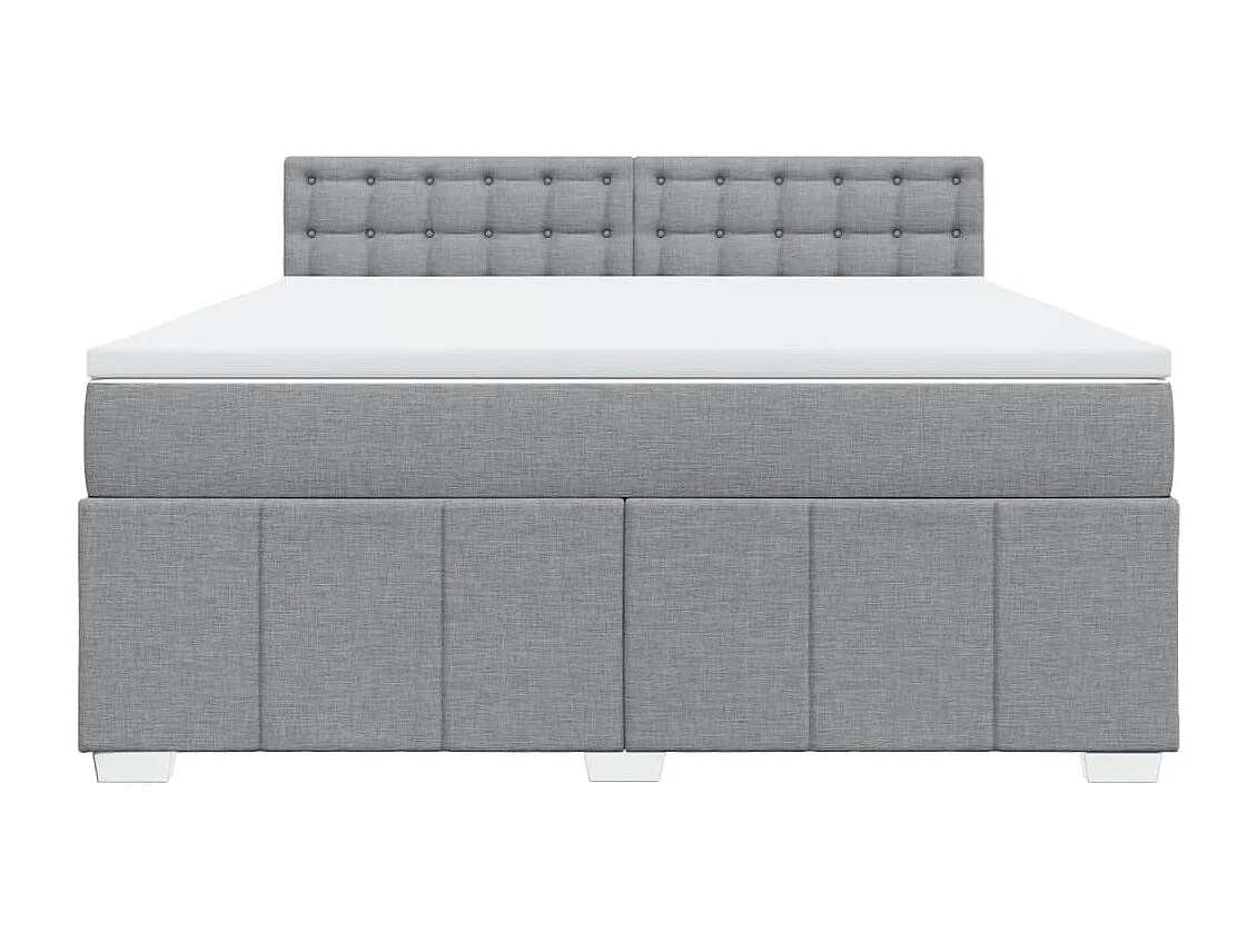 Cama box spring con colchón tela gris claro 180x200 cm
