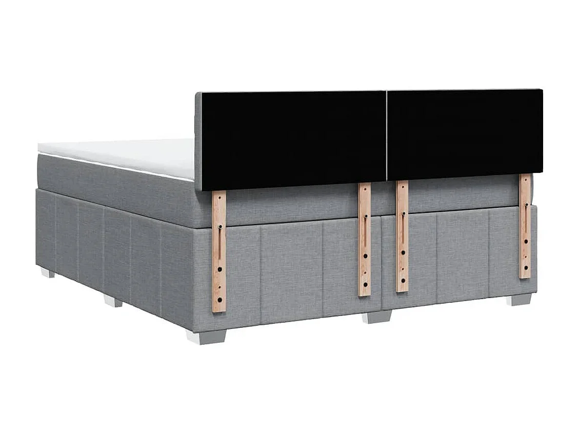 Cama box spring con colchón tela gris claro 180x200 cm