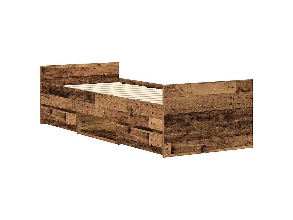 Cadre de lit sans matelas vieux bois 90x190 cm bois ingénierie