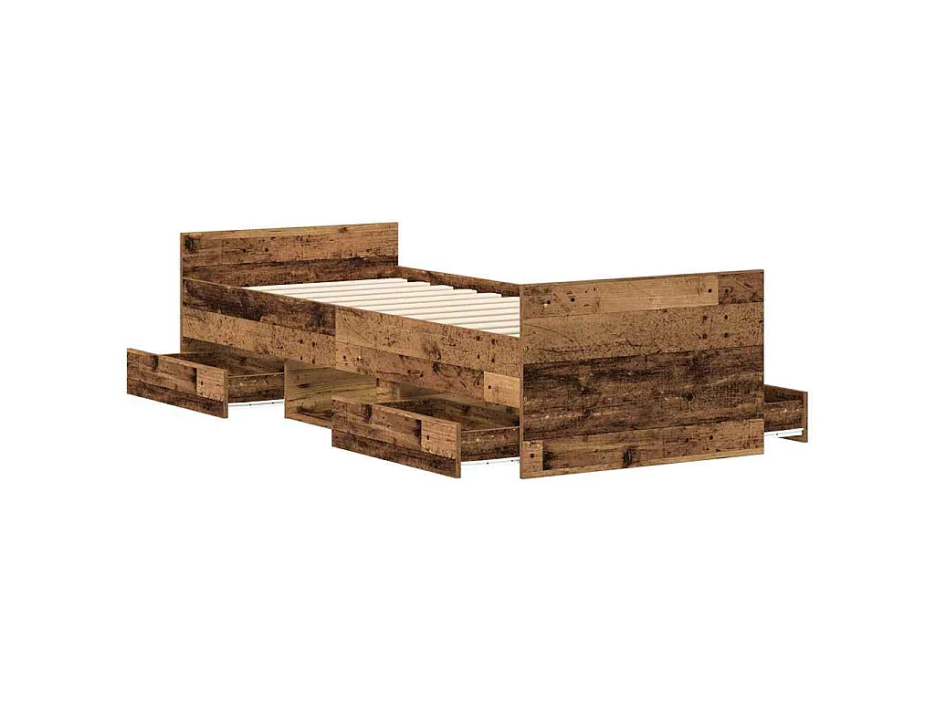Cadre de lit sans matelas vieux bois 90x190 cm bois ingénierie