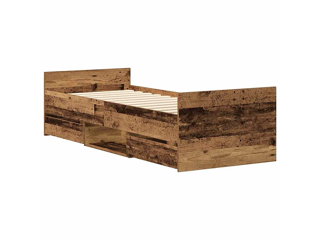 Cadre de lit sans matelas vieux bois 90x190 cm bois ingénierie