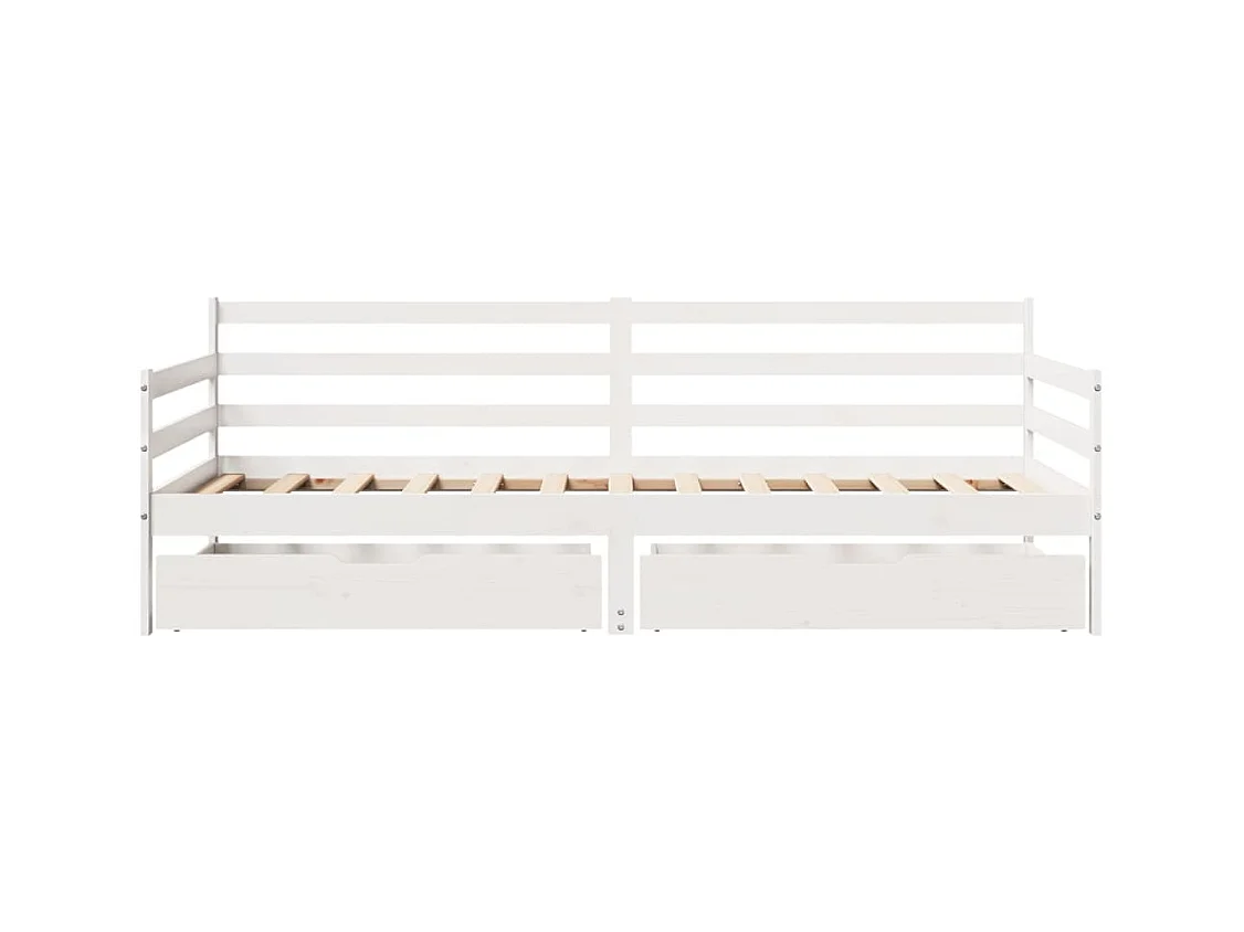 Lit de jour et tiroirs sans matelas blanc 90x200 cm bois massif