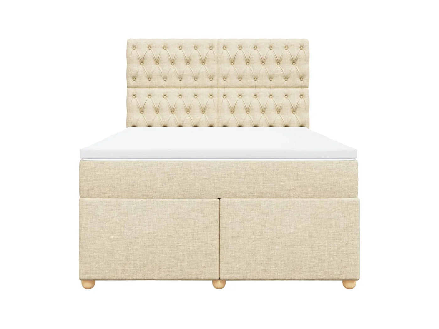 Cama box spring con colchón tela color crema 140x200 cm