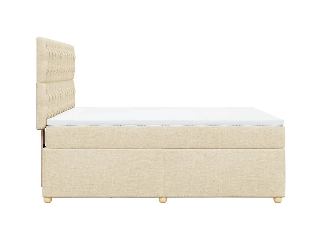 Cama box spring con colchón tela color crema 140x200 cm