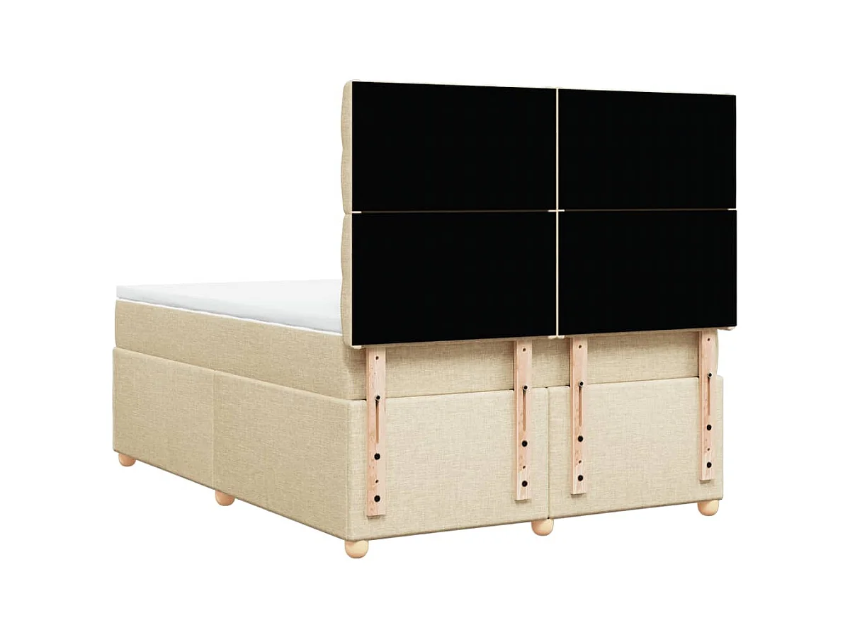 Cama box spring con colchón tela color crema 140x200 cm