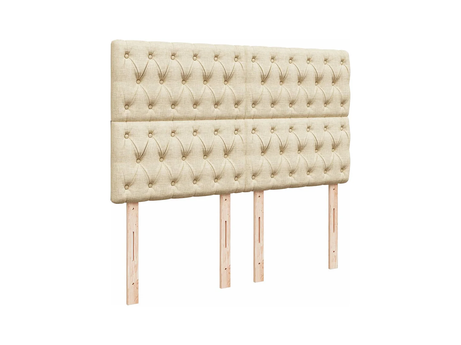 Cama box spring con colchón tela color crema 140x200 cm