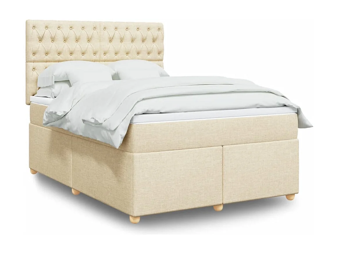 Giroletto a Molle con Materasso Crema 140x200 cm in Tessuto