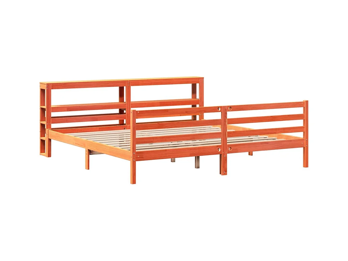 Cadre de lit sans matelas cire marron 180x200cm bois pin massif