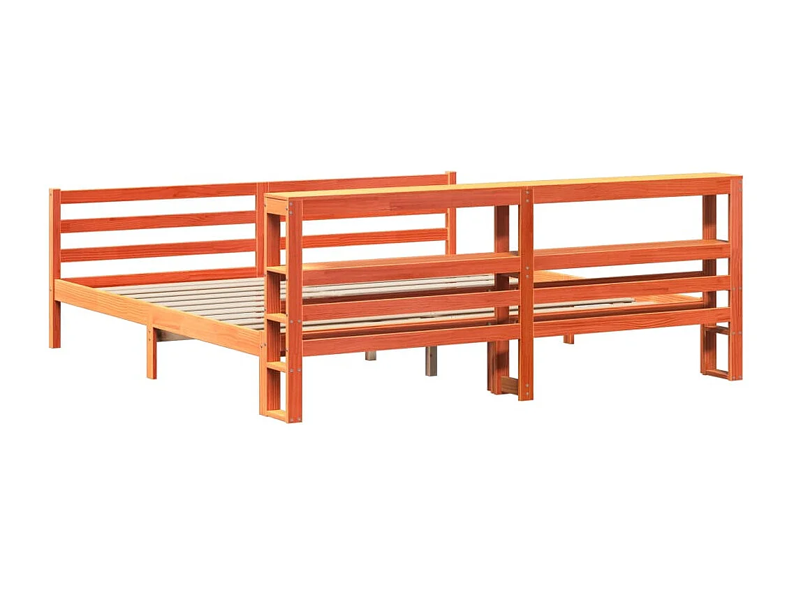 Bedframe zonder matras massief grenenhout wasbruin 180x200 cm