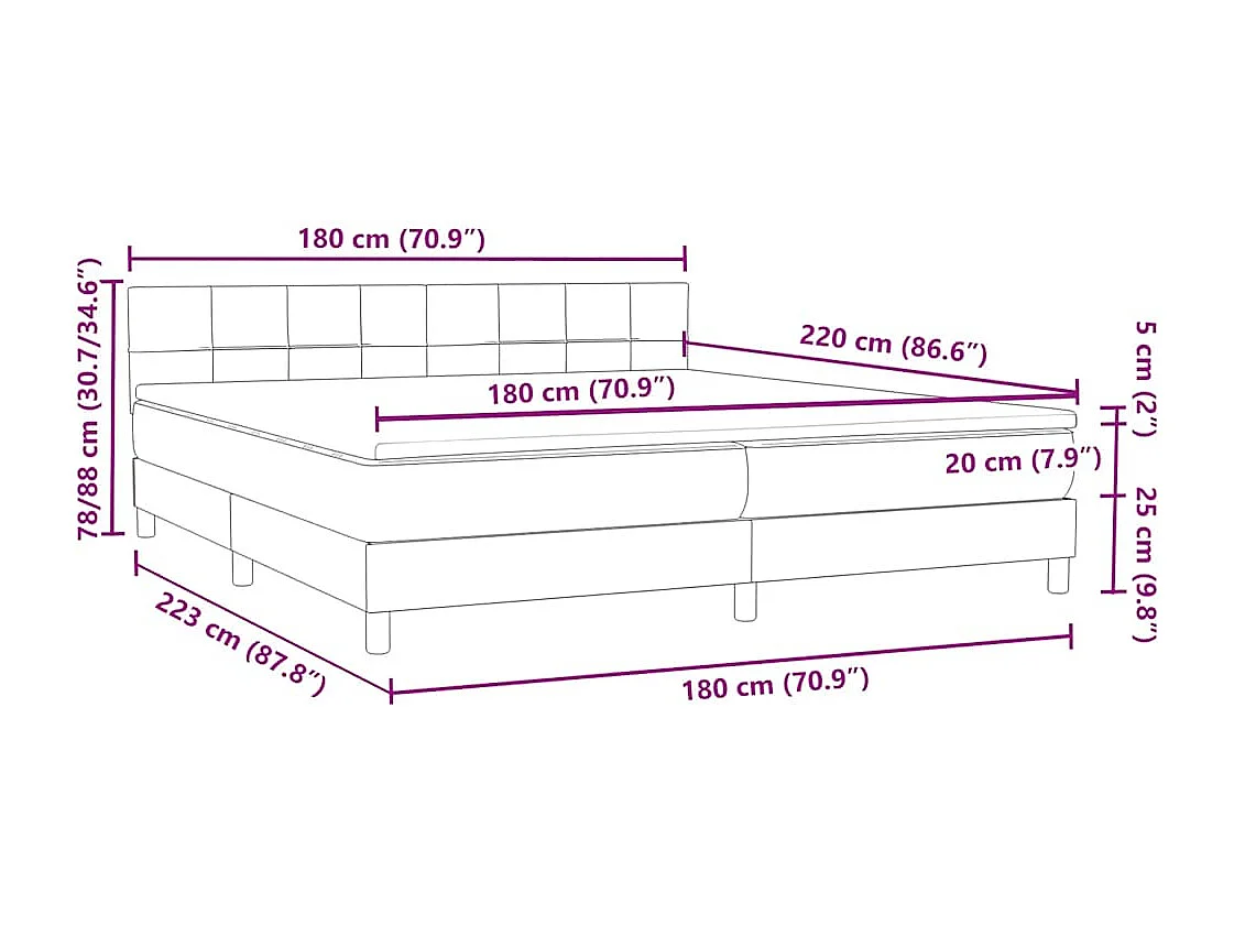 Boxspring met matras fluweel donkergroen 180x220 cm