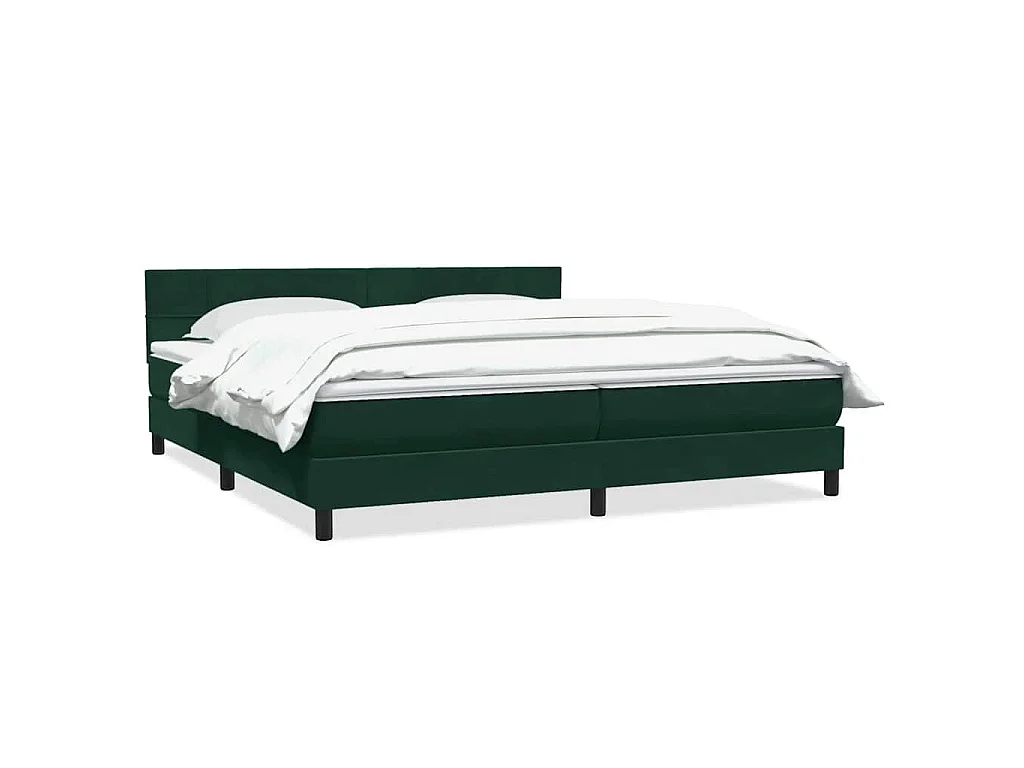 Cama box spring con colchón terciopelo verde oscuro 180x220 cm