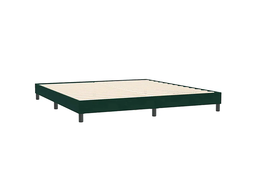 Cama box spring con colchón terciopelo verde oscuro 180x220 cm