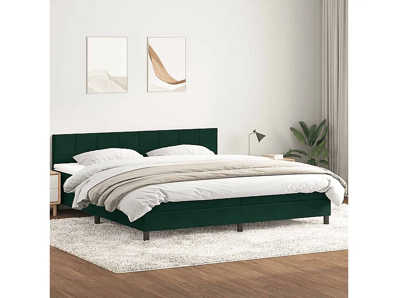 Boxspring met matras fluweel donkergroen 180x220 cm