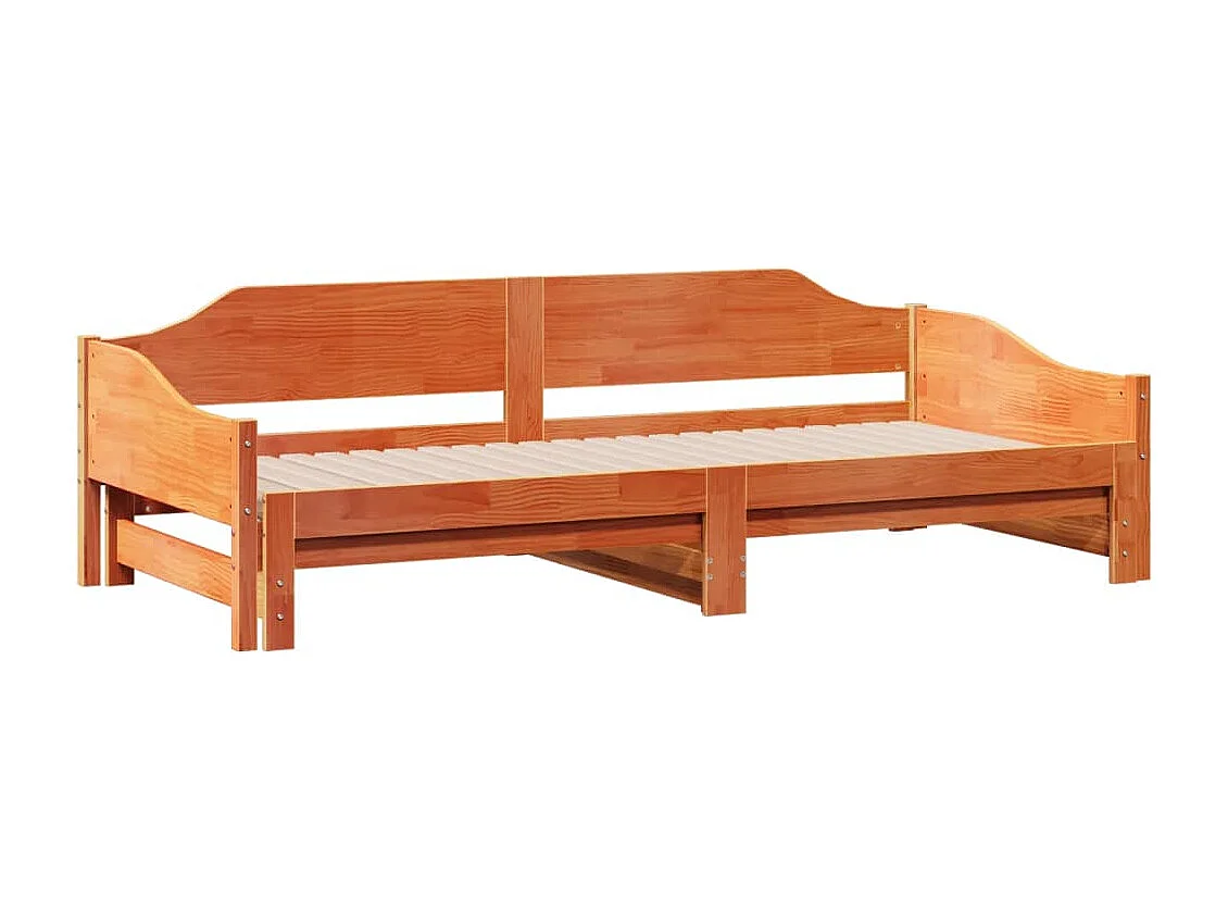 Sofá-cama com gavetão sem colchões 90x190 cm castanho-mel