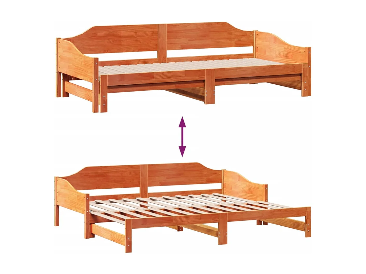 Sofá-cama com gavetão sem colchões 90x190 cm castanho-mel