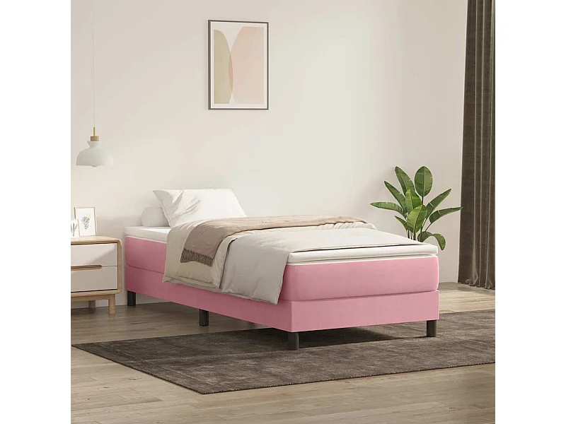 Sommier à lattes de lit sans matelas rose 90x220 cm velours