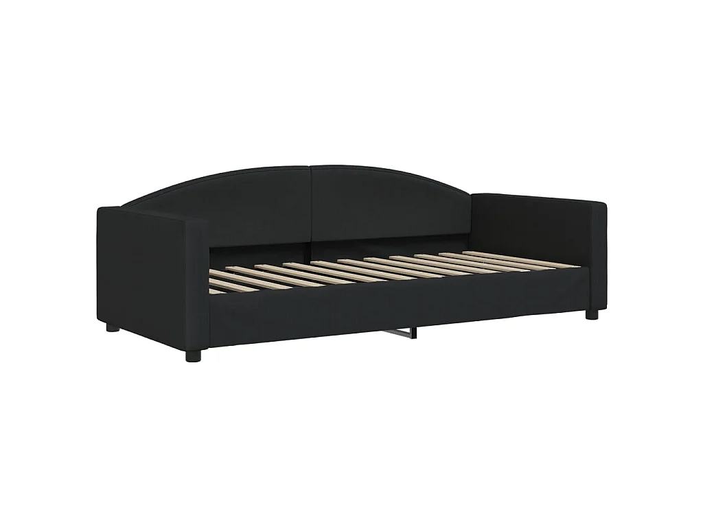 Tagesbett Ausziehbar mit Schubladen Schwarz 90x190 cm Stoff