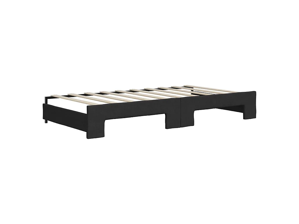 Tagesbett Ausziehbar mit Schubladen Schwarz 90x190 cm Stoff