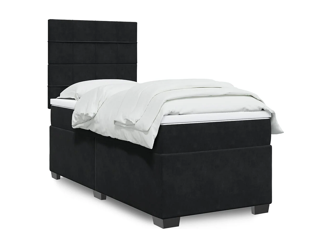 Boxspringbett mit Matratze Schwarz 100x200 cm Samt