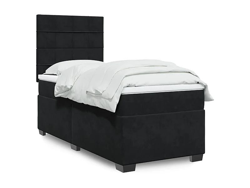 Cama com molas/colchão 100x200 cm veludo preto