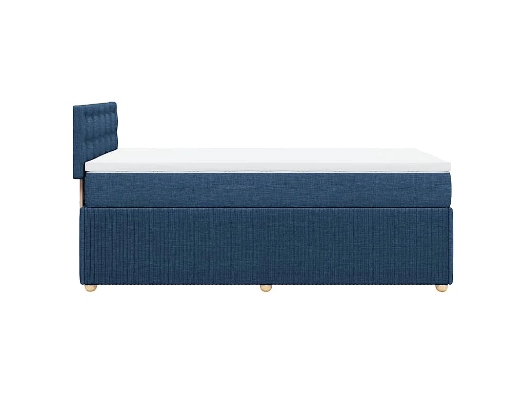 Cama box spring con colchón tela azul 90x200 cm