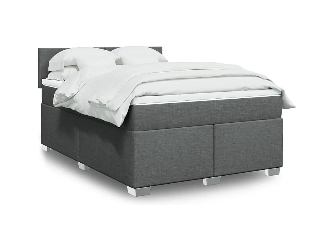 Boxspringbett mit Matratze Dunkelgrau 140x190 cm Stoff