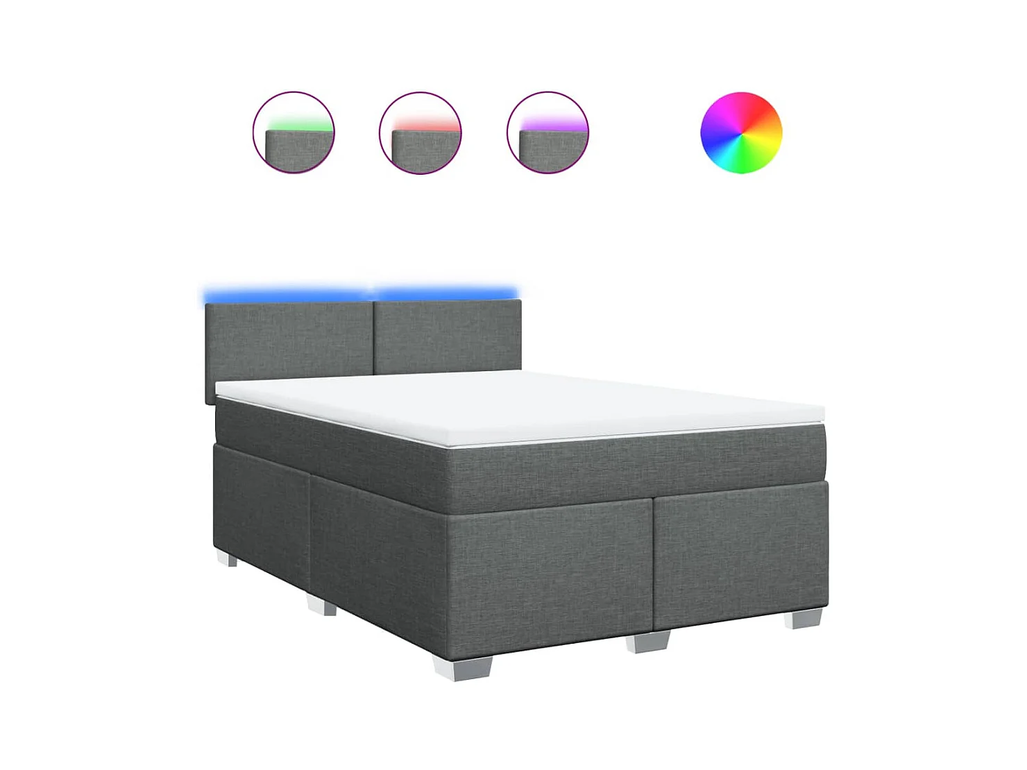 Boxspringbett mit Matratze Dunkelgrau 140x190 cm Stoff