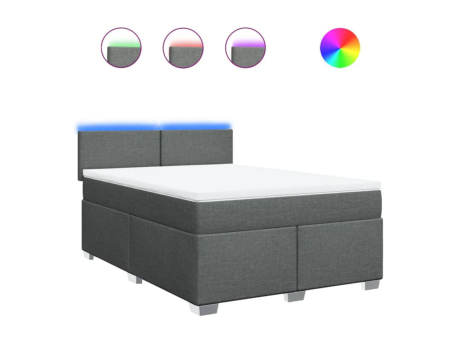 Sommier à lattes de lit avec matelas Gris foncé 140x190cm Tissu