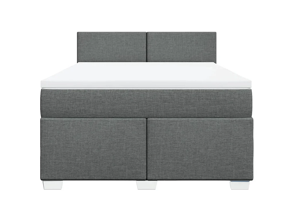 Cama box spring con colchón tela gris oscuro 140x190 cm