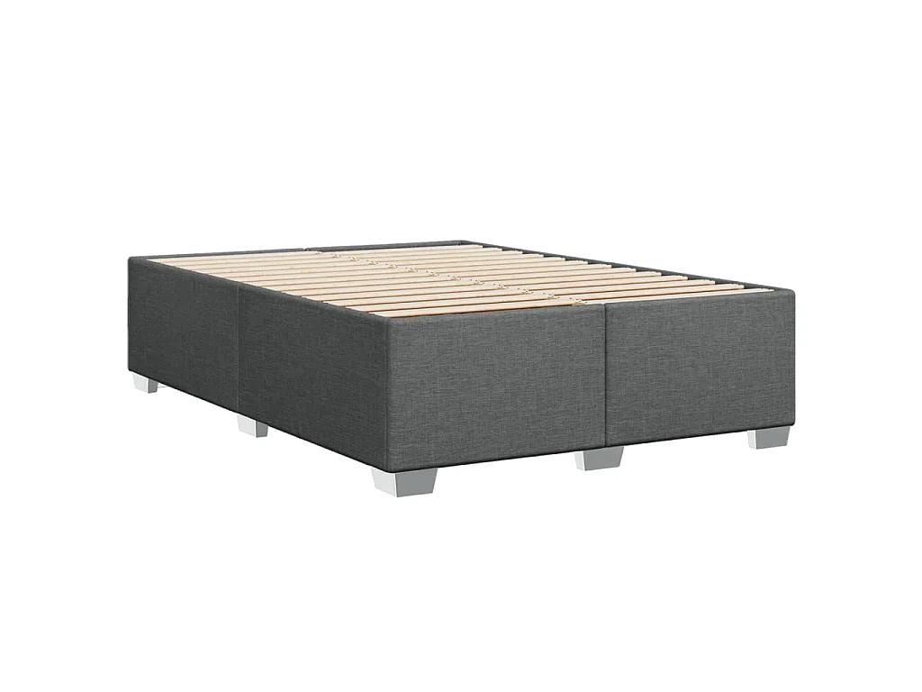 Cama box spring con colchón tela gris oscuro 140x190 cm