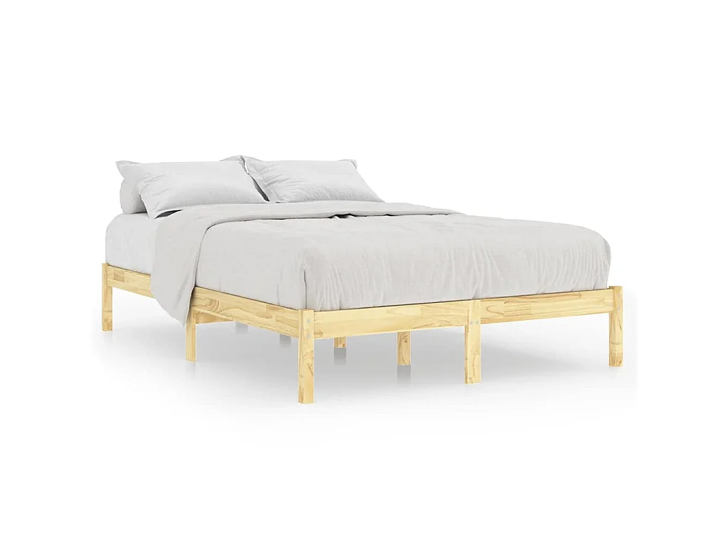 Cadre de lit sans matelas bois massif 140x190 cm