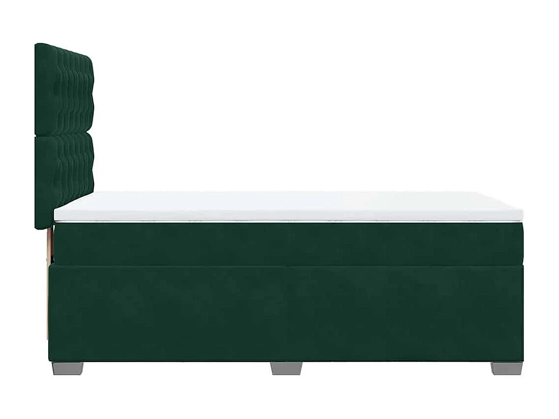 Boxspringbett mit Matratze Dunkelgrün 90x190 cm Samt