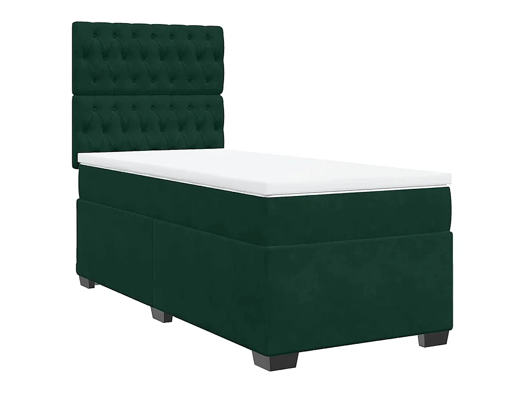 Boxspring met matras fluweel donkergroen 90x190 cm