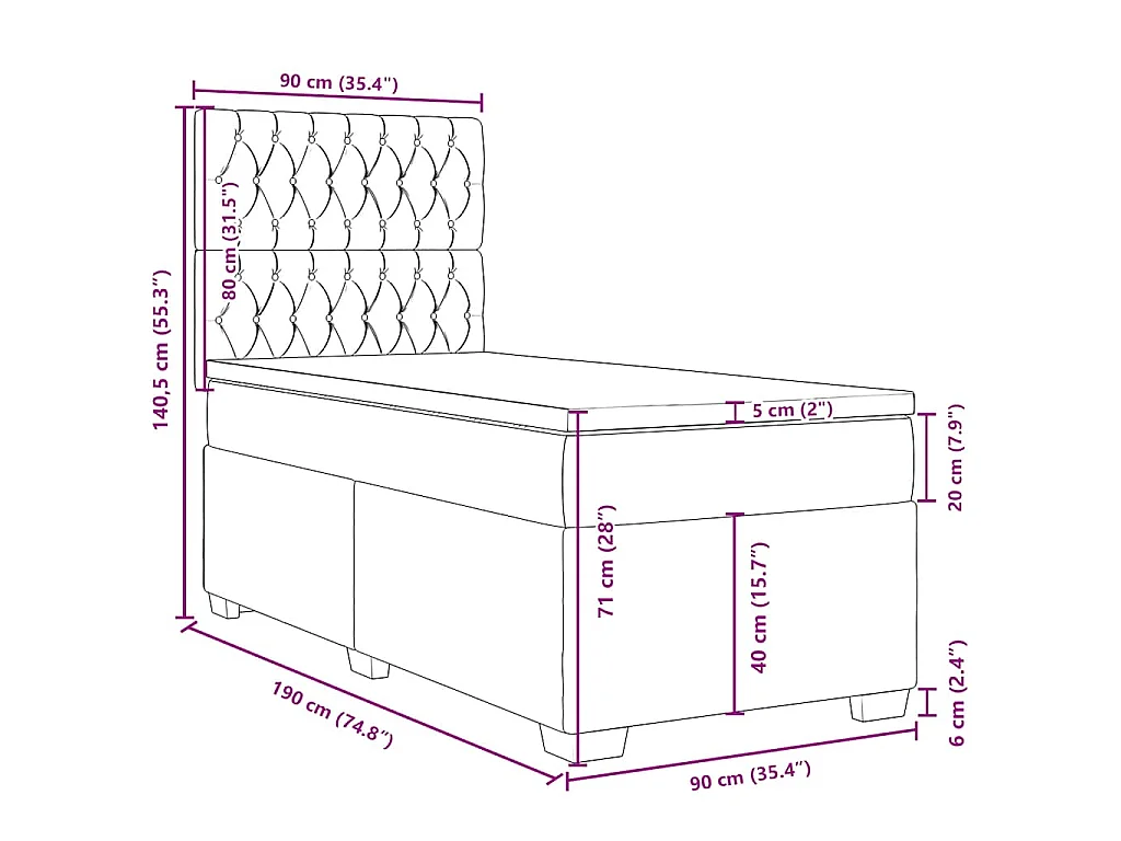 Boxspring met matras fluweel donkergroen 90x190 cm