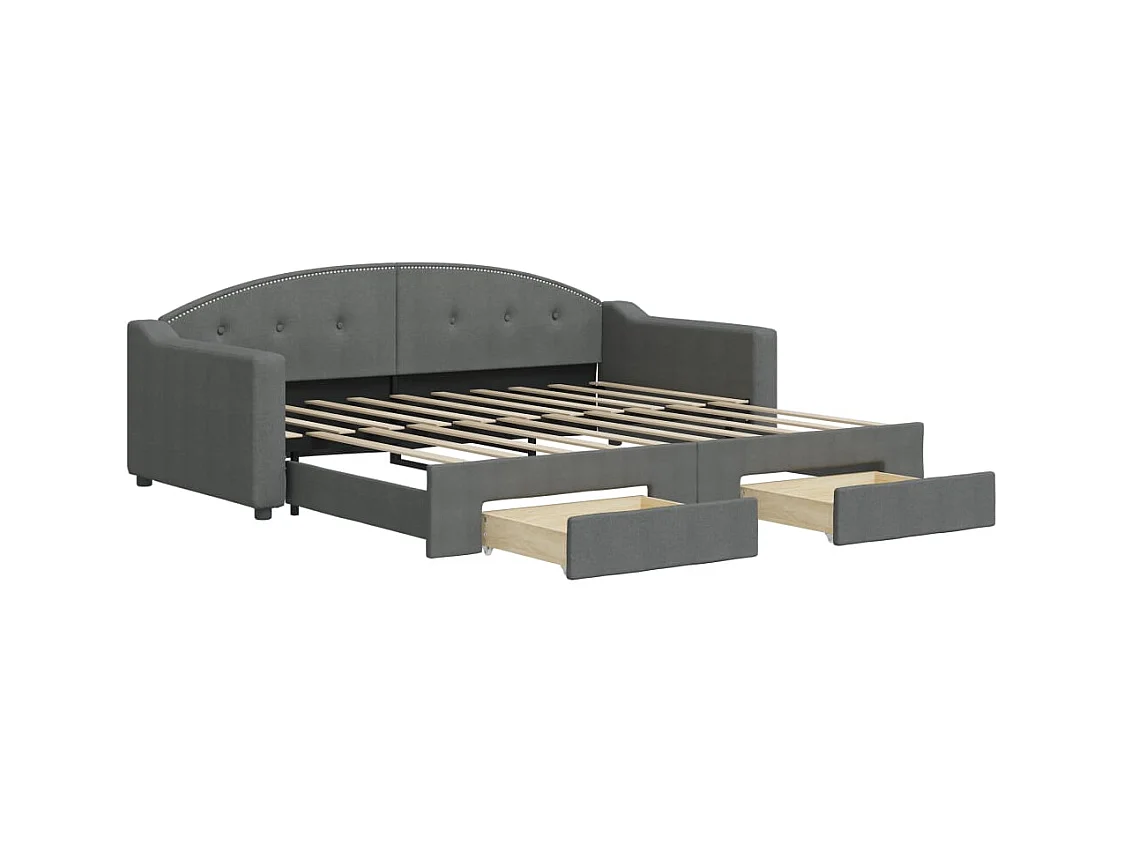 Lit de jour avec gigogne et tiroirs sans matelas 90x190 cm