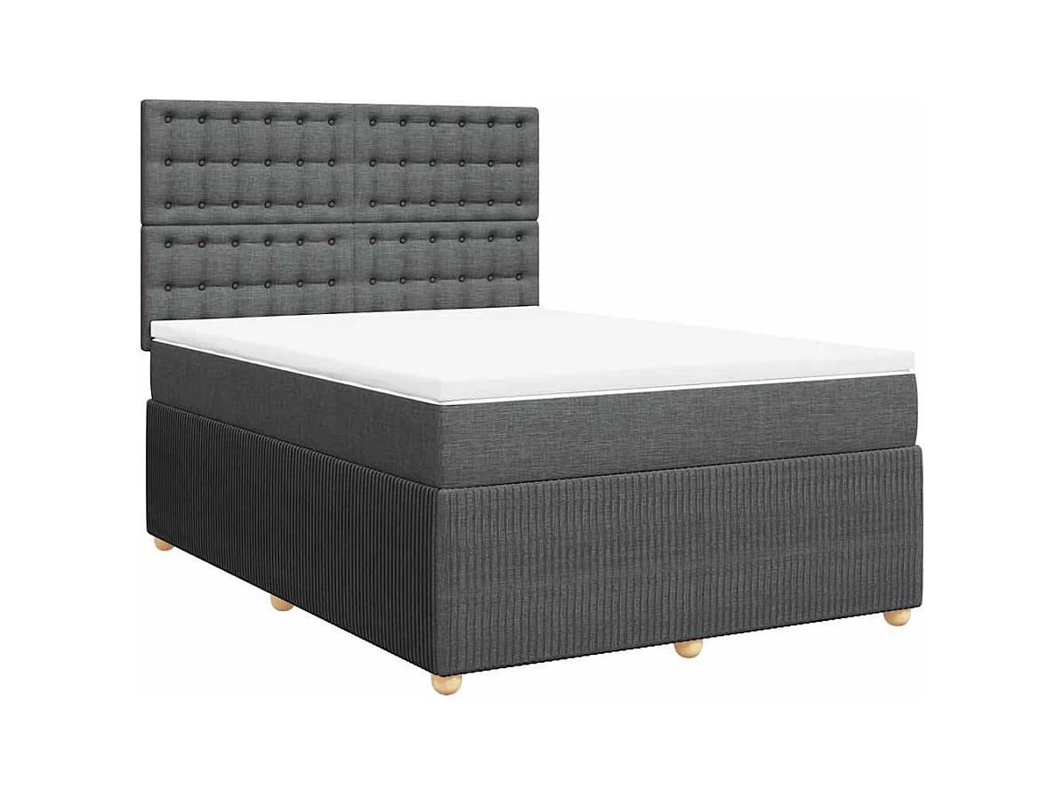 Sommier à lattes de lit avec matelas Gris foncé 140x190cm Tissu