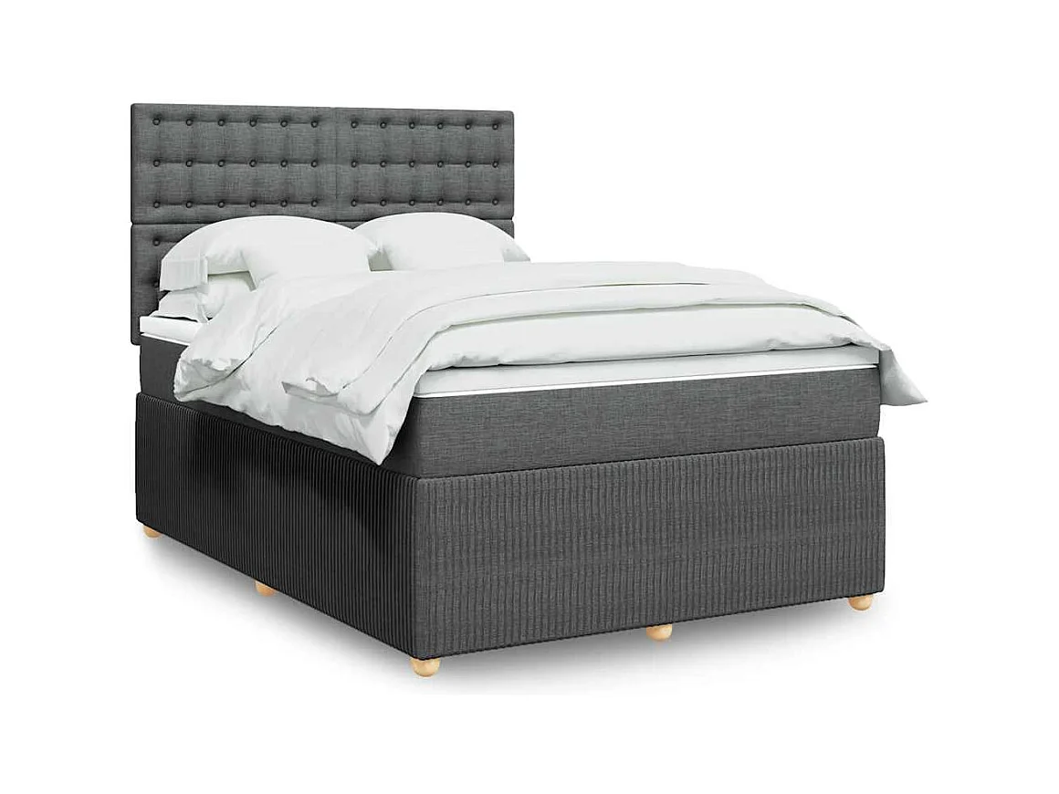 Sommier à lattes de lit avec matelas Gris foncé 140x190cm Tissu