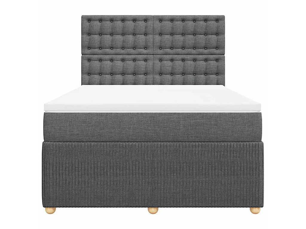 Sommier à lattes de lit avec matelas Gris foncé 140x190cm Tissu