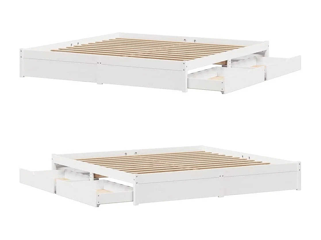 Cama sin colchón madera maciza de pino blanca 180x200 cm