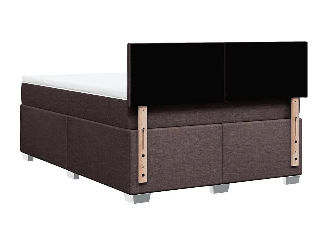 Cama box spring con colchón tela marrón oscuro 140x200 cm