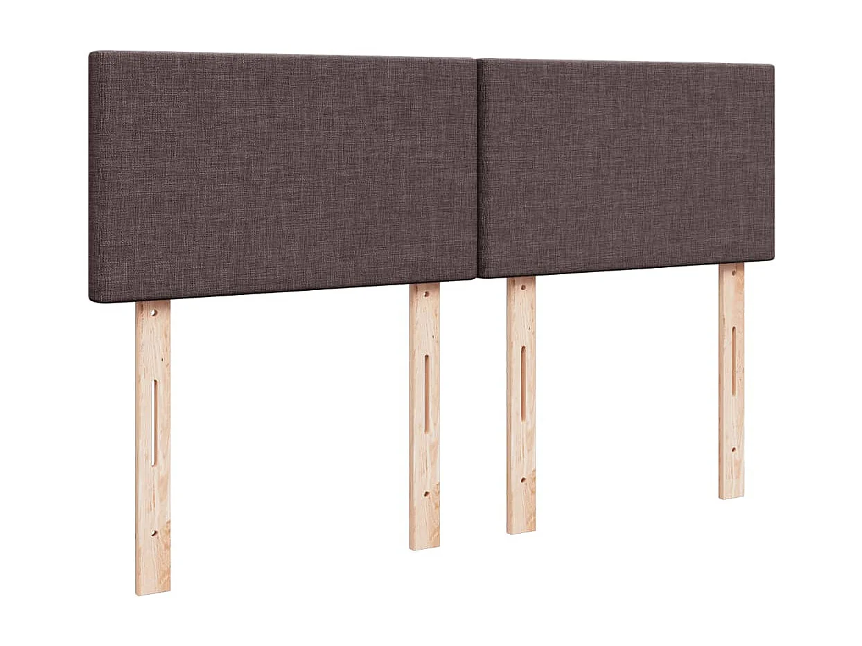 Cama box spring con colchón tela marrón oscuro 140x200 cm
