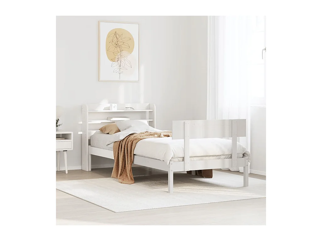 Cadre de lit sans matelas blanc 100x200 cm bois de pin massif