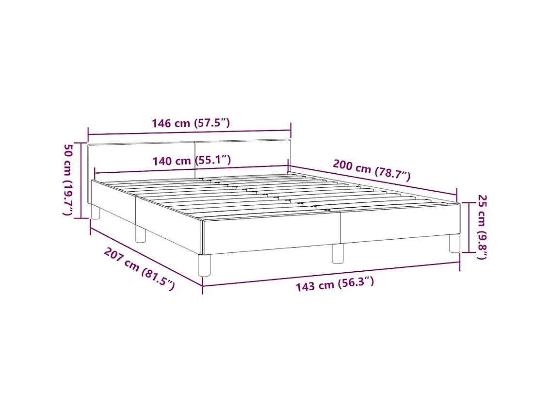Bettgestell ohne Matratze Creme 140x200 cm Stoff